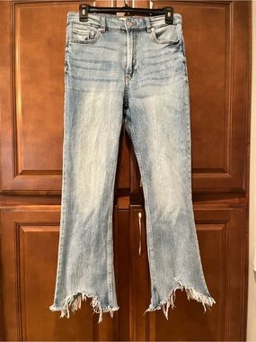 Alcott Distressed Frayed Hem Flare Jeans Light Wash High Rise Women's Size 28 Y2
